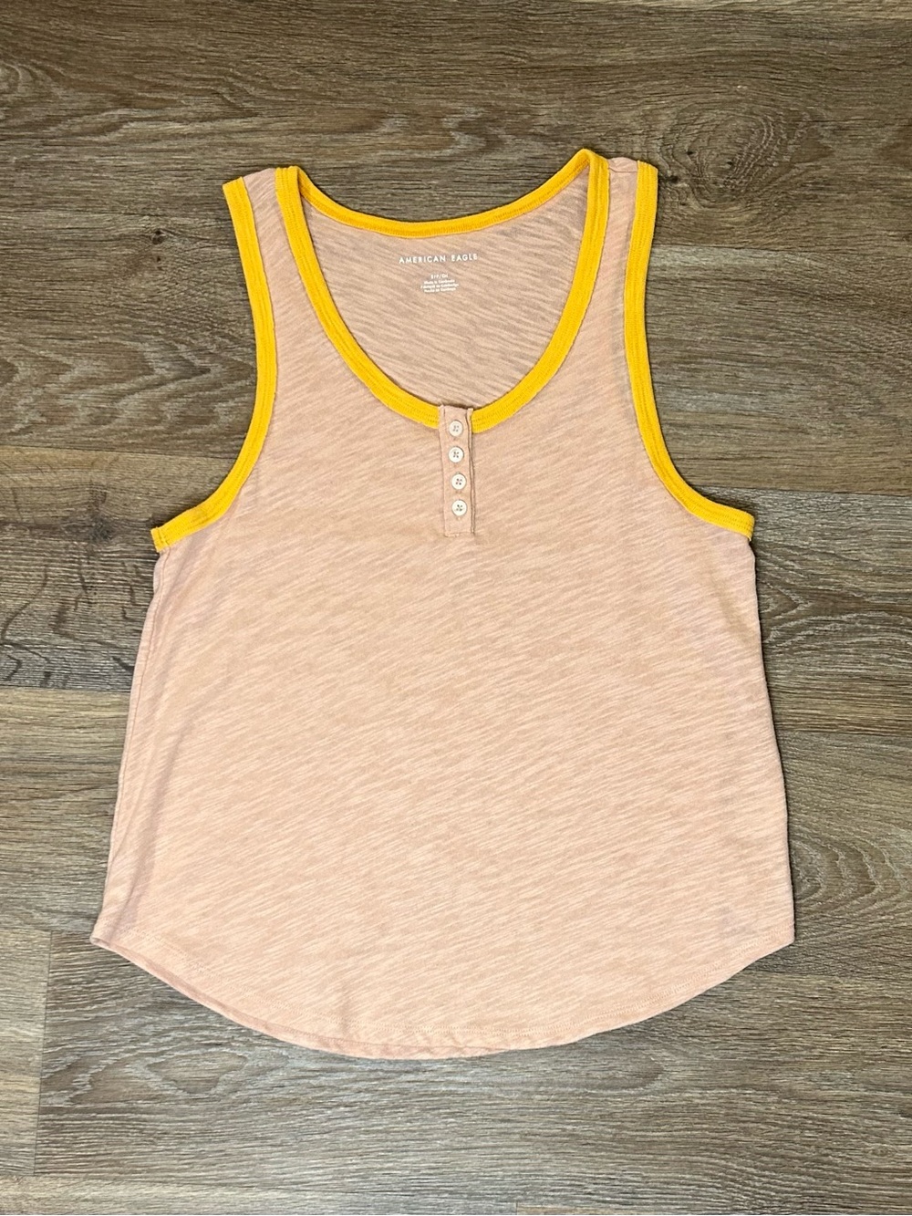 American Eagle Outfitters Peach-Pink Tank with Yellow Trim